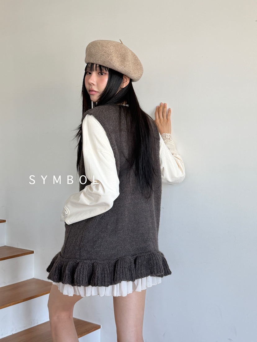 SYMBOL韓國代購㊣女裝新品推薦熱賣人氣時尚休閑馬甲不含內搭SYMBOL馬甲