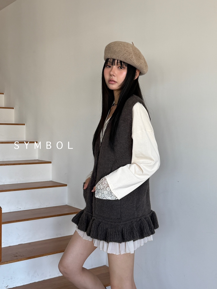 SYMBOL韓國代購㊣女裝新品推薦熱賣人氣時尚休閑馬甲不含內搭SYMBOL馬甲