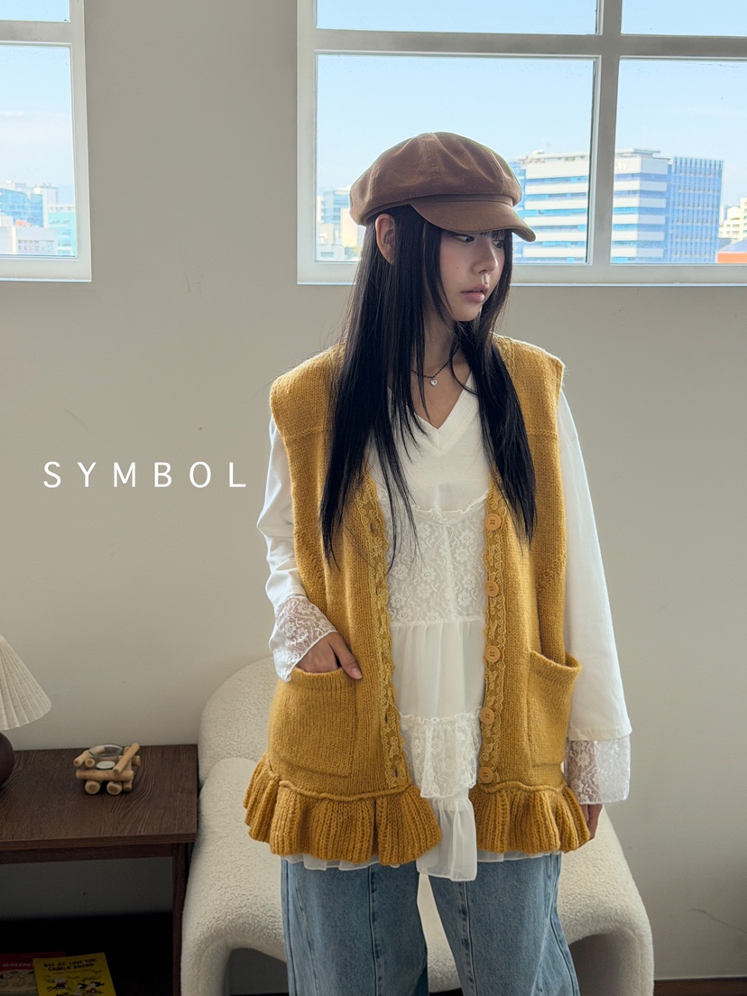 SYMBOL韓國代購㊣女裝新品推薦熱賣人氣時尚休閑馬甲不含內搭SYMBOL馬甲圖色1