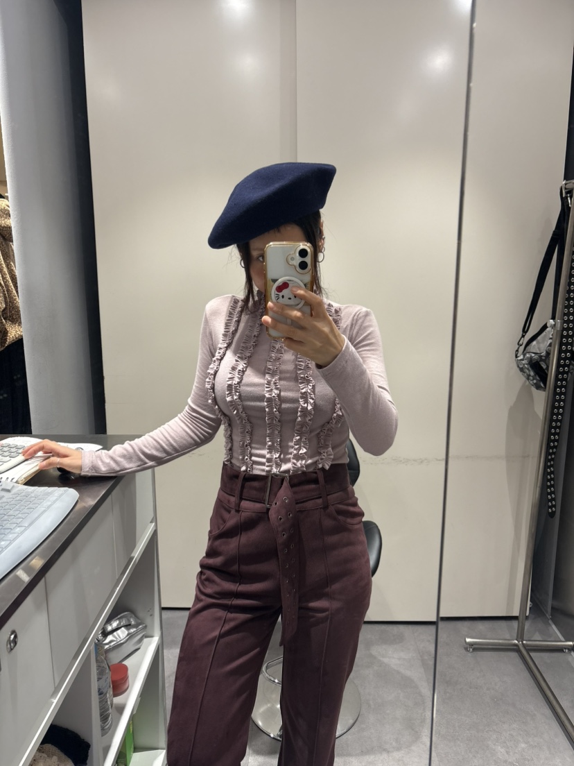 PLATFORM-L東大門㊣代購女裝新品時尚真品職業長袖T恤荷葉邊PLATFORM長袖T恤