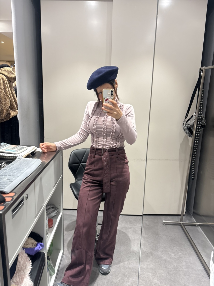PLATFORM-L東大門㊣代購女裝新品時尚真品職業長袖T恤荷葉邊PLATFORM長袖T恤
