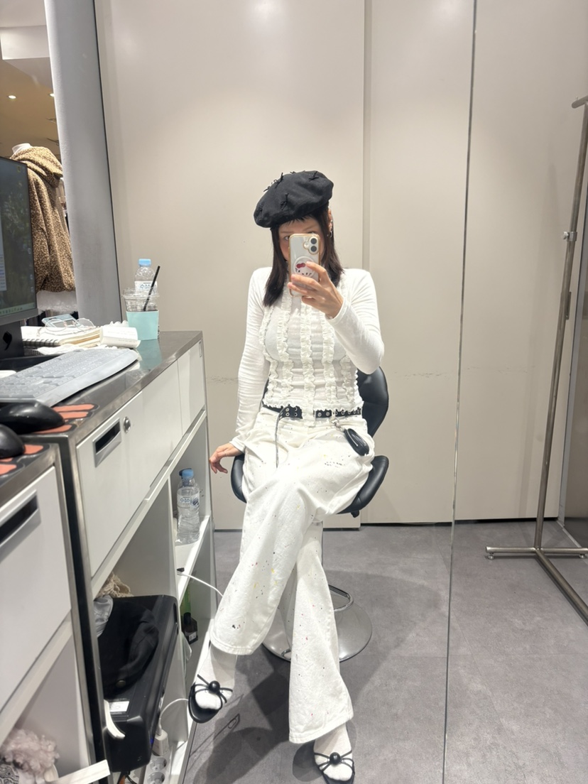 PLATFORM-L東大門㊣代購女裝新品時尚真品職業長袖T恤荷葉邊PLATFORM長袖T恤