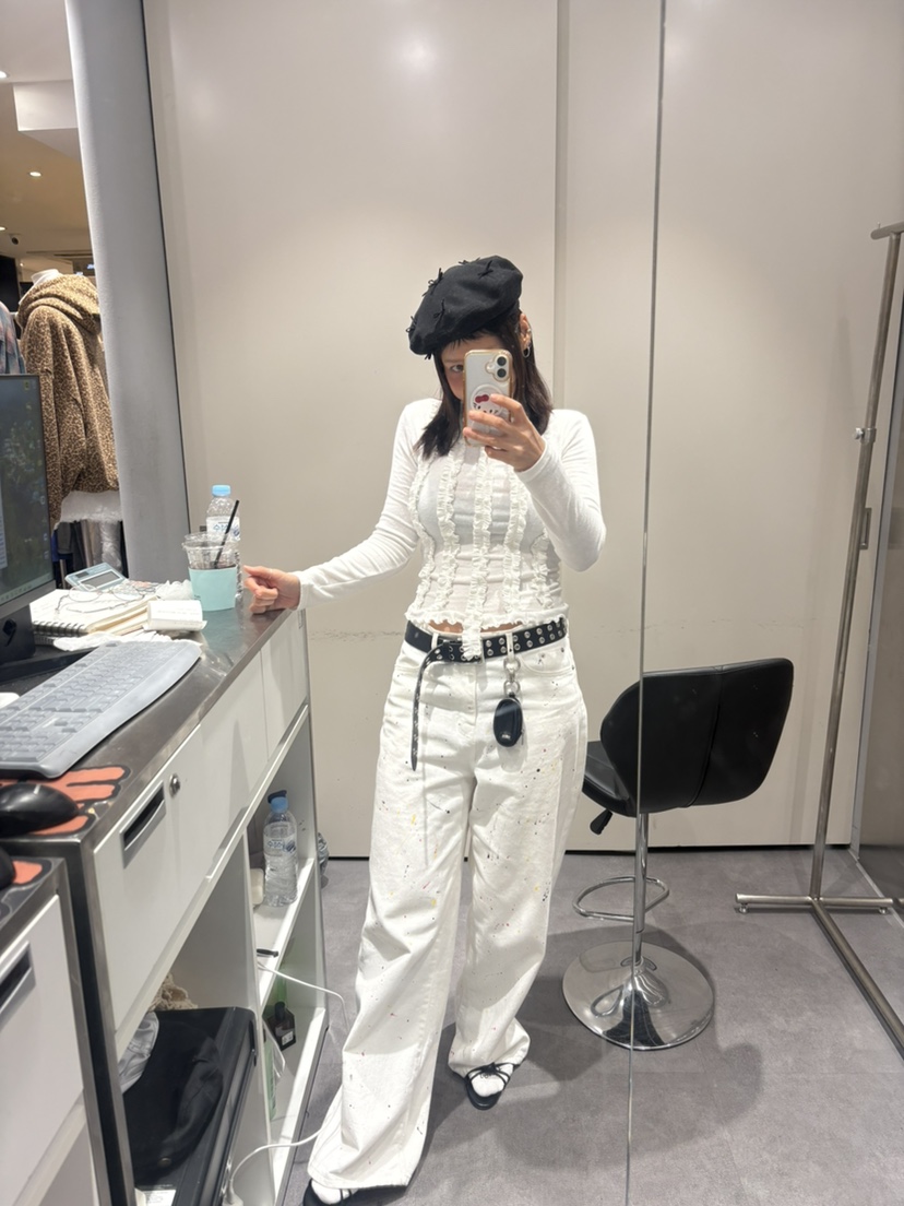 PLATFORM-L東大門㊣代購女裝新品時尚真品職業長袖T恤荷葉邊PLATFORM長袖T恤