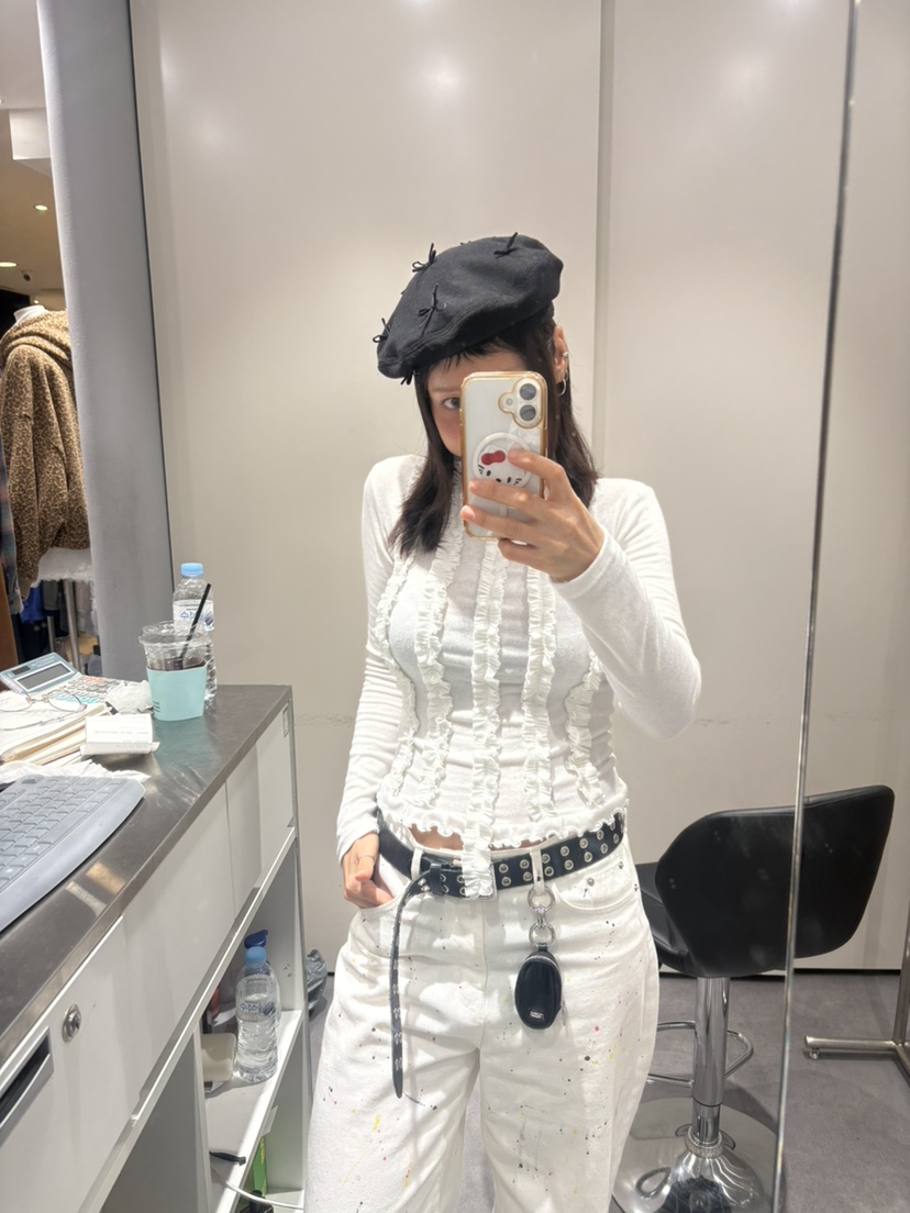 PLATFORM-L東大門㊣代購女裝新品時尚真品職業長袖T恤荷葉邊PLATFORM長袖T恤
