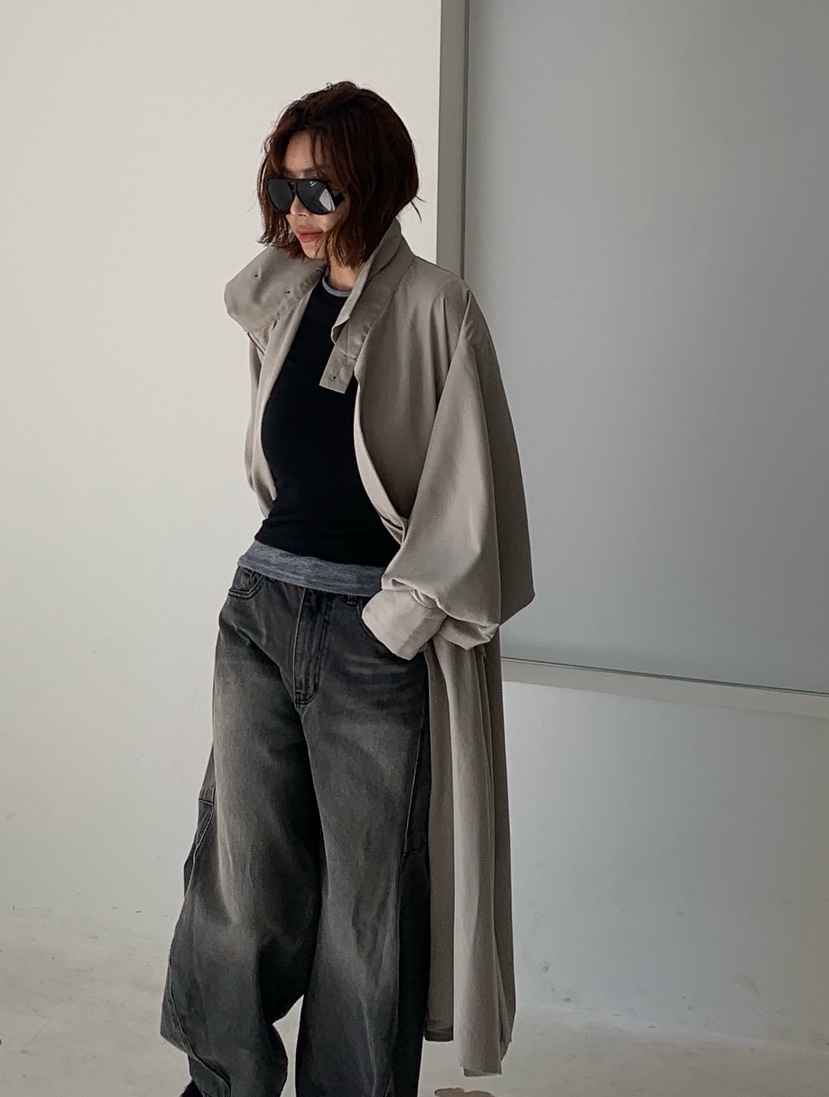 PARIS MATCH韓國直郵㊣女裝新品25秋冬真品推薦休閑長款風衣PARIS MATCH長款風衣