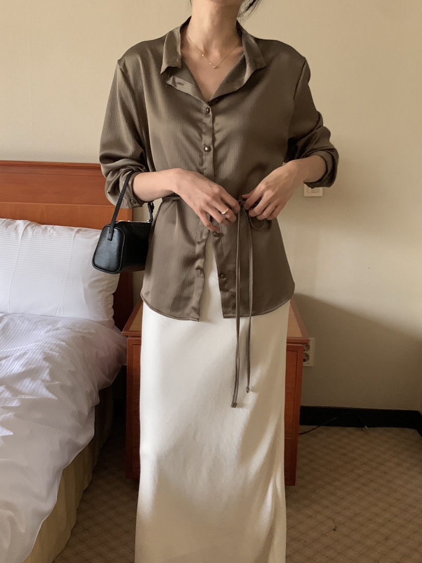 FRILL-T東大門㊣實拍女士新款休閑人氣襯衫蕾絲衫褶皺雙面FRILL-T襯衫/蕾絲衫