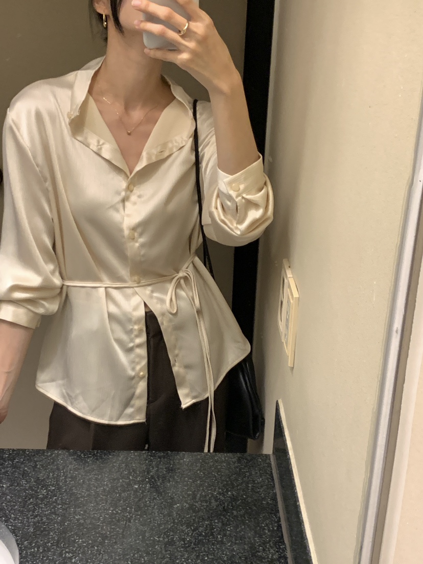 FRILL-T東大門㊣實拍女士新款休閑人氣襯衫蕾絲衫褶皺雙面FRILL-T襯衫/蕾絲衫