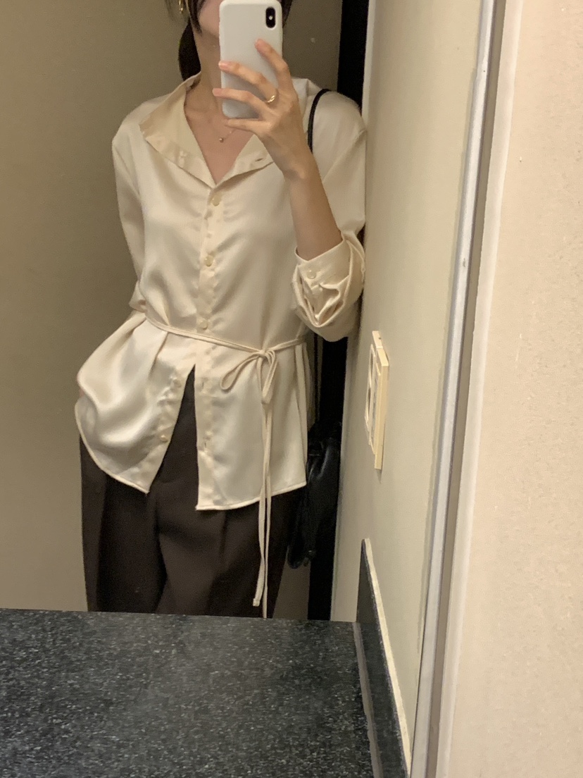 FRILL-T東大門㊣實拍女士新款休閑人氣襯衫蕾絲衫褶皺雙面FRILL-T襯衫/蕾絲衫
