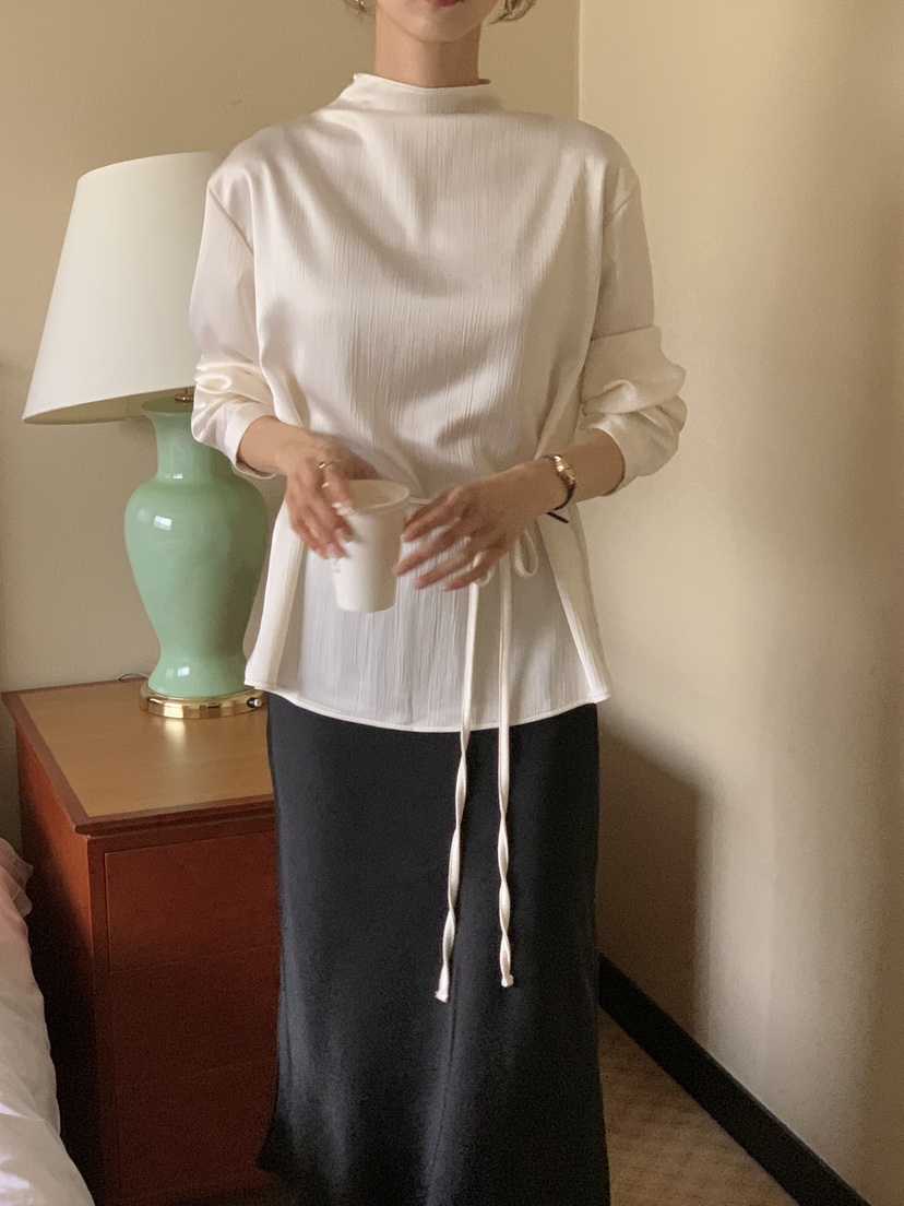 FRILL-T東大門㊣實拍女士新款休閑人氣襯衫蕾絲衫褶皺雙面FRILL-T襯衫/蕾絲衫