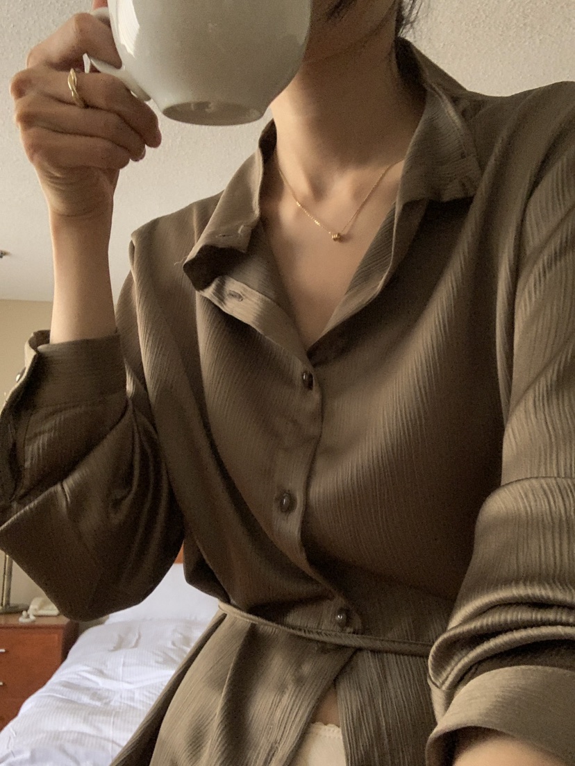 FRILL-T東大門㊣實拍女士新款休閑人氣襯衫蕾絲衫褶皺雙面FRILL-T襯衫/蕾絲衫