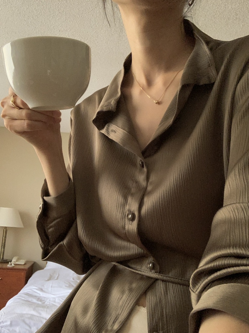 FRILL-T東大門㊣實拍女士新款休閑人氣襯衫蕾絲衫褶皺雙面FRILL-T襯衫/蕾絲衫