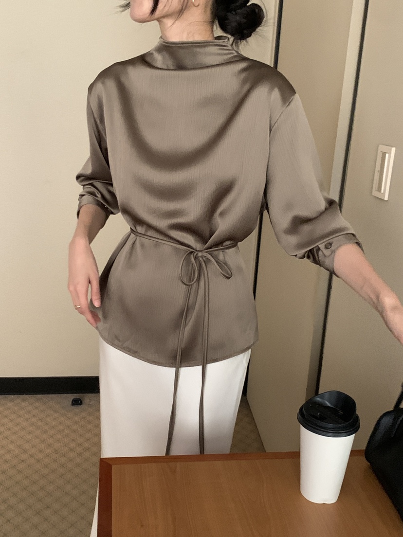 FRILL-T東大門㊣實拍女士新款休閑人氣襯衫蕾絲衫褶皺雙面FRILL-T襯衫/蕾絲衫