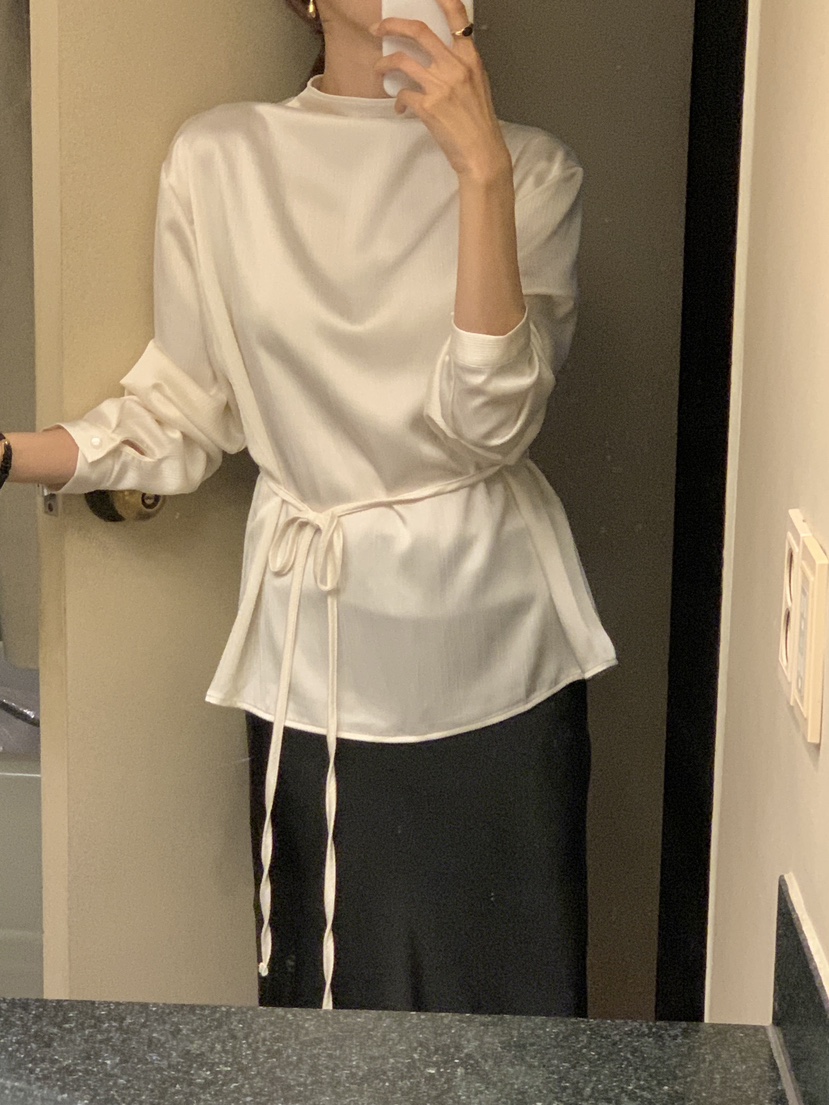 FRILL-T東大門㊣實拍女士新款休閑人氣襯衫蕾絲衫褶皺雙面FRILL-T襯衫/蕾絲衫