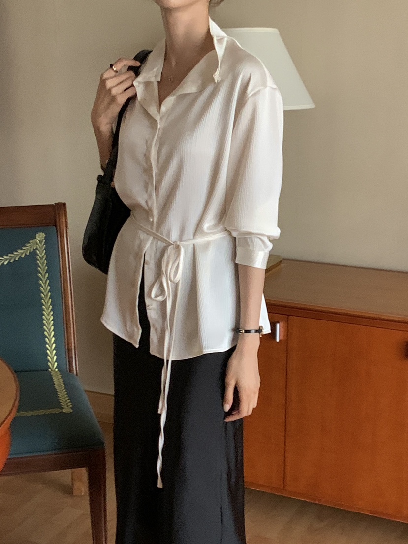 FRILL-T東大門㊣實拍女士新款休閑人氣襯衫蕾絲衫褶皺雙面FRILL-T襯衫/蕾絲衫