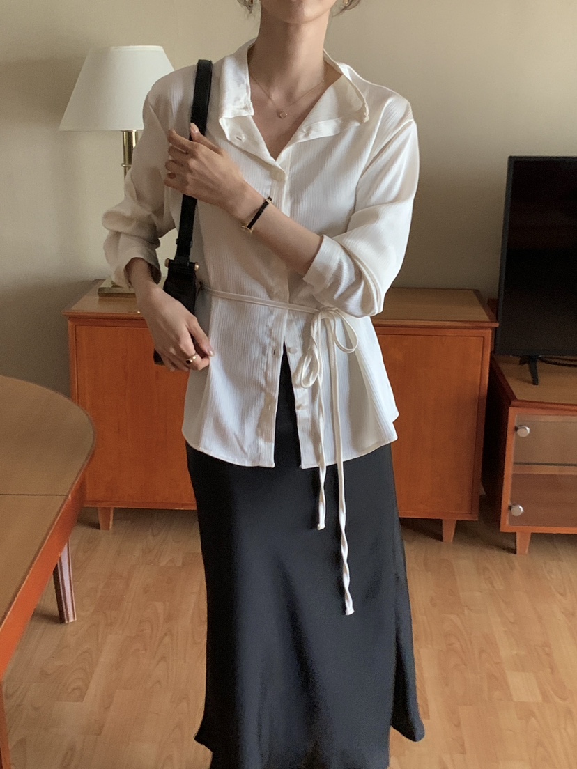 FRILL-T東大門㊣實拍女士新款休閑人氣襯衫蕾絲衫褶皺雙面FRILL-T襯衫/蕾絲衫