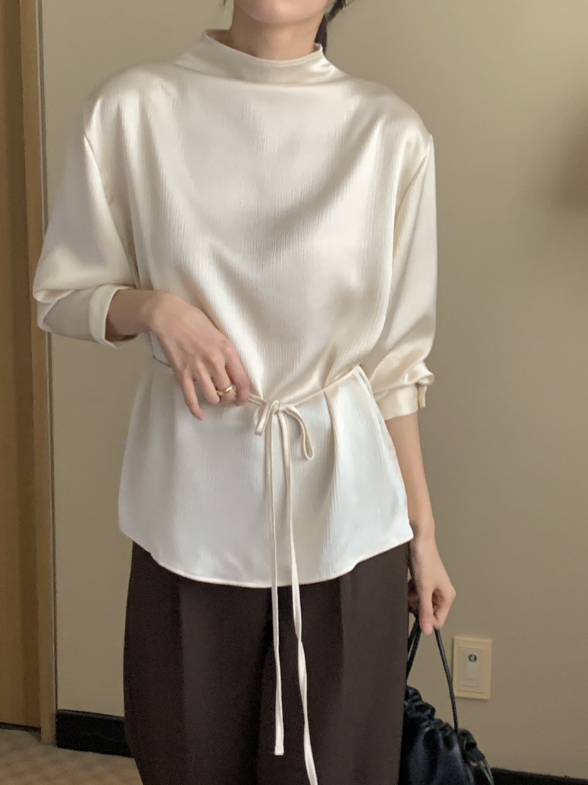 FRILL-T東大門㊣實拍女士新款休閑人氣襯衫蕾絲衫褶皺雙面FRILL-T襯衫/蕾絲衫