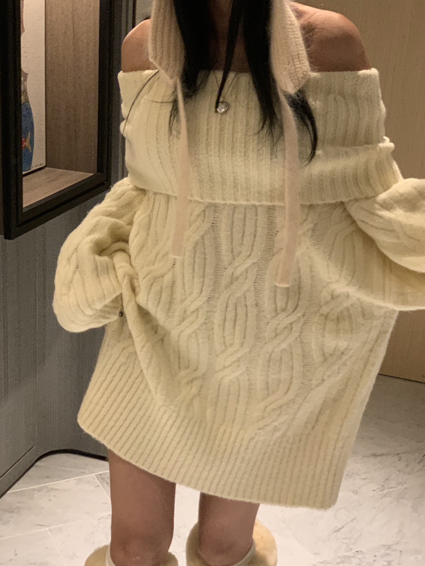 BADCALM東大門㊣實拍女裝新款時尚休閑25秋冬熱賣職業毛衣露肩BADCALM毛衣