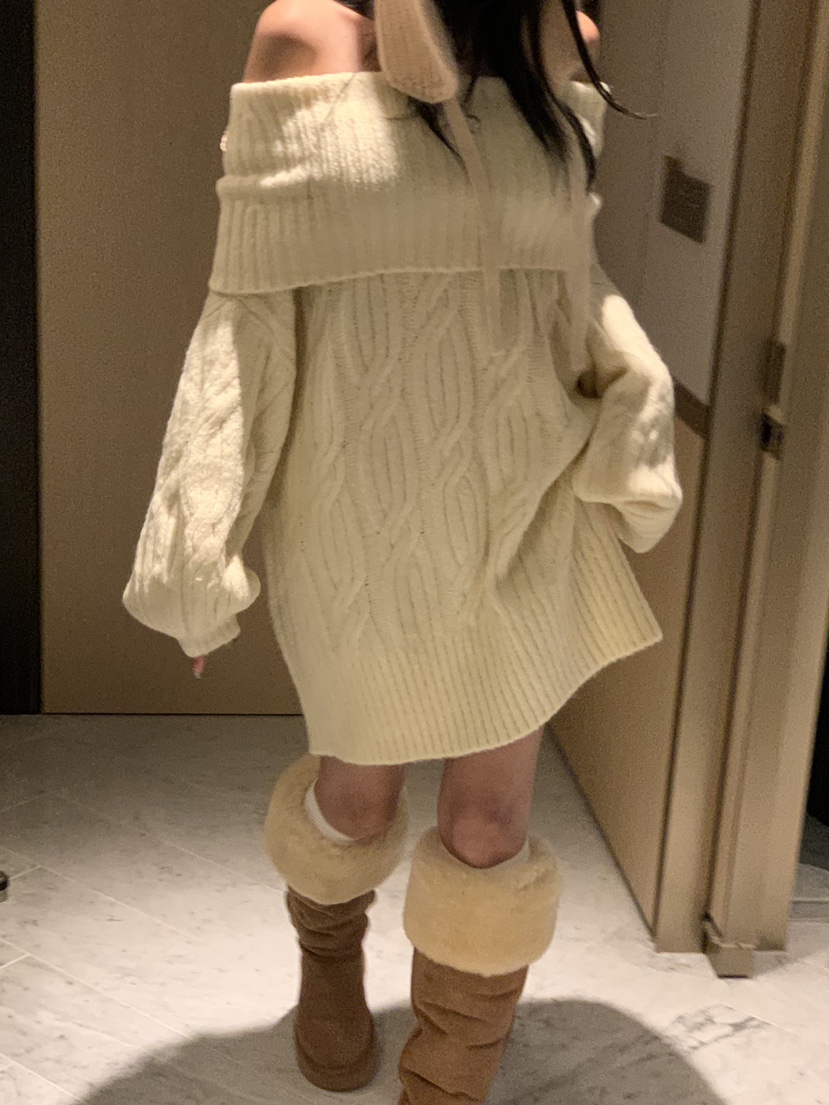 BADCALM東大門㊣實拍女裝新款時尚休閑25秋冬熱賣職業毛衣露肩BADCALM毛衣