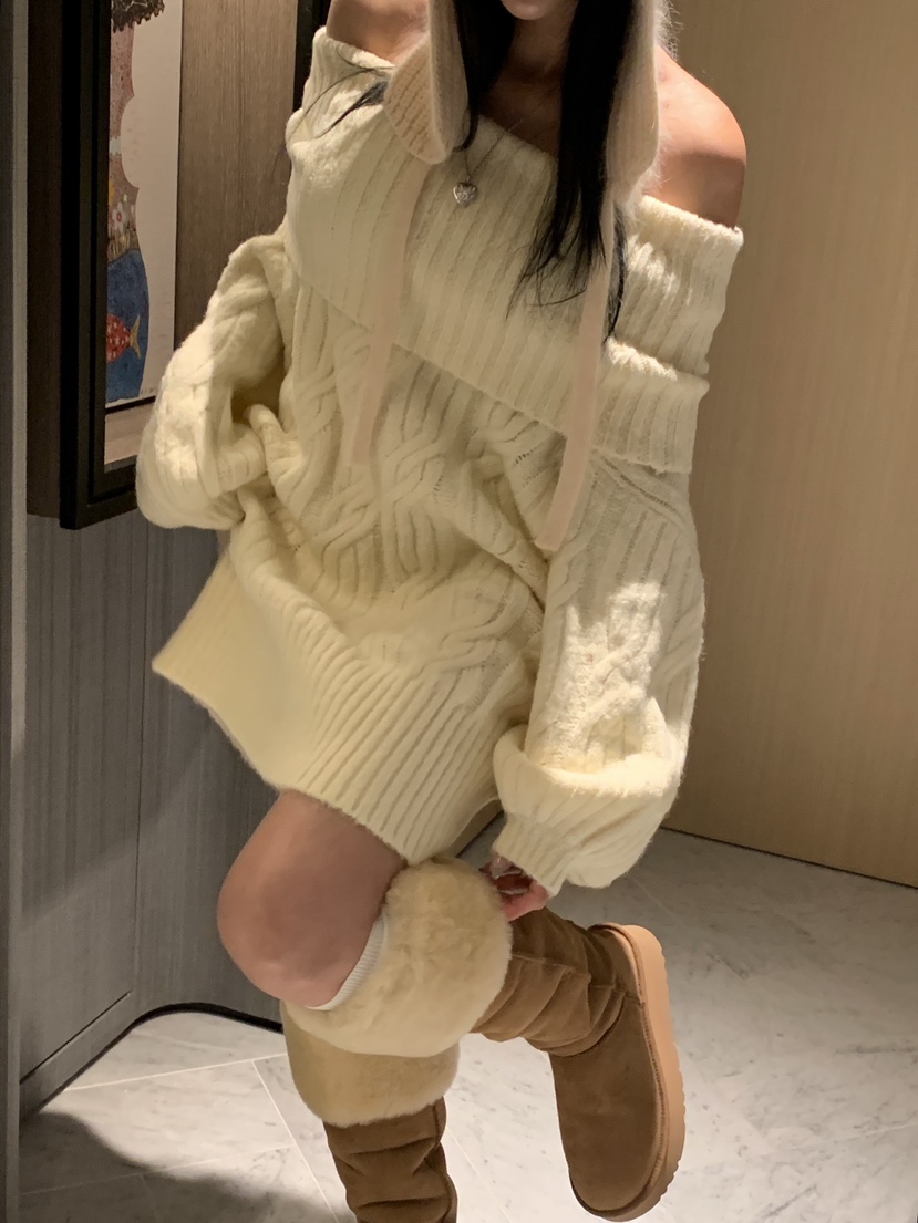 BADCALM東大門㊣實拍女裝新款時尚休閑25秋冬熱賣職業毛衣露肩BADCALM毛衣