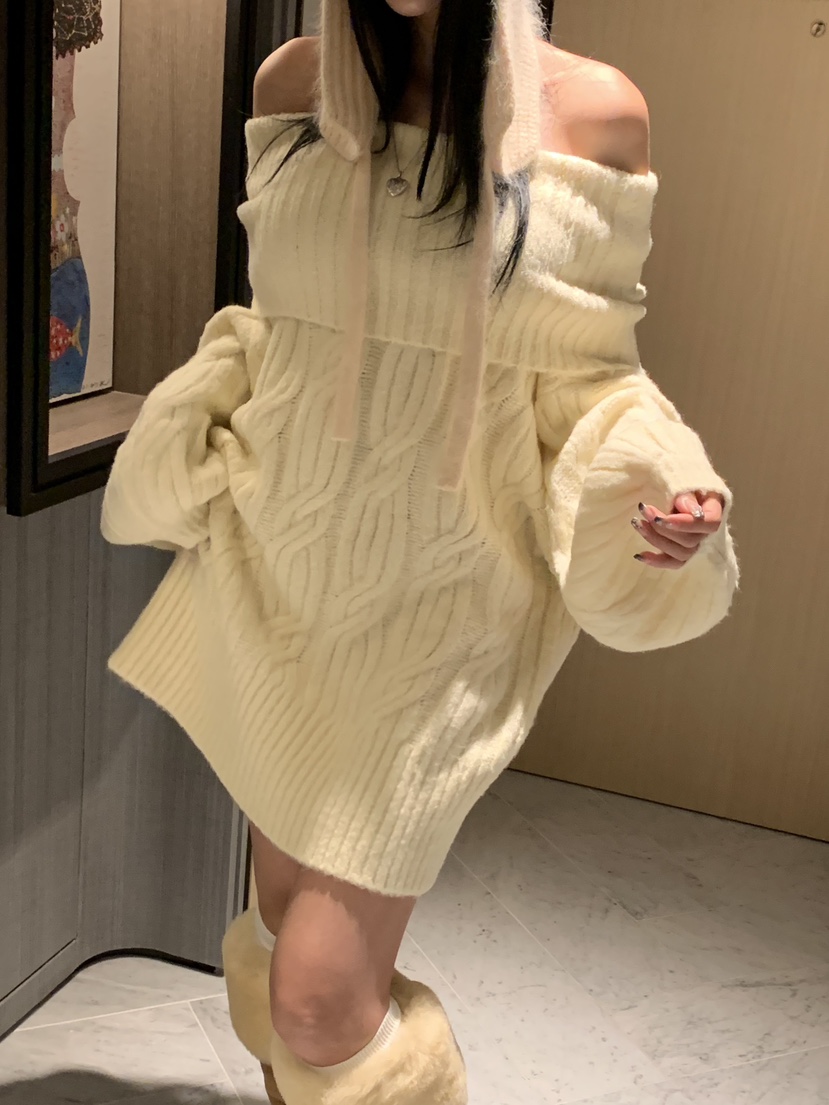 BADCALM東大門㊣實拍女裝新款時尚休閑25秋冬熱賣職業毛衣露肩BADCALM毛衣