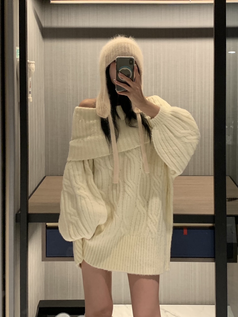 BADCALM東大門㊣實拍女裝新款時尚休閑25秋冬熱賣職業毛衣露肩BADCALM毛衣