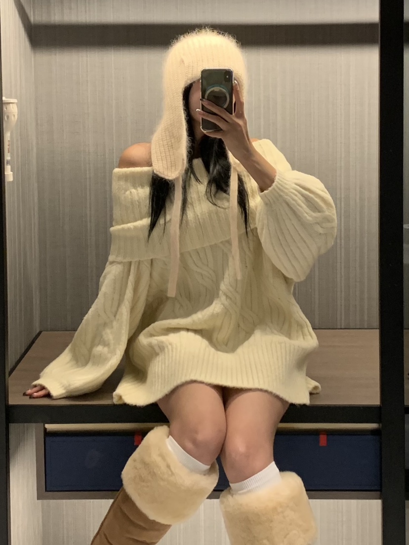 BADCALM東大門㊣實拍女裝新款時尚休閑25秋冬熱賣職業毛衣露肩BADCALM毛衣