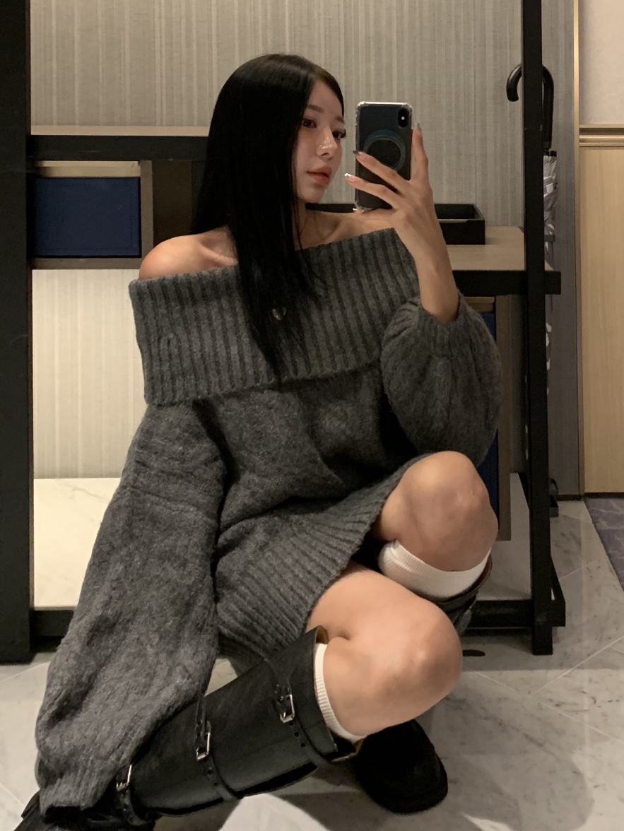 BADCALM東大門㊣實拍女裝新款時尚休閑25秋冬熱賣職業毛衣露肩BADCALM毛衣