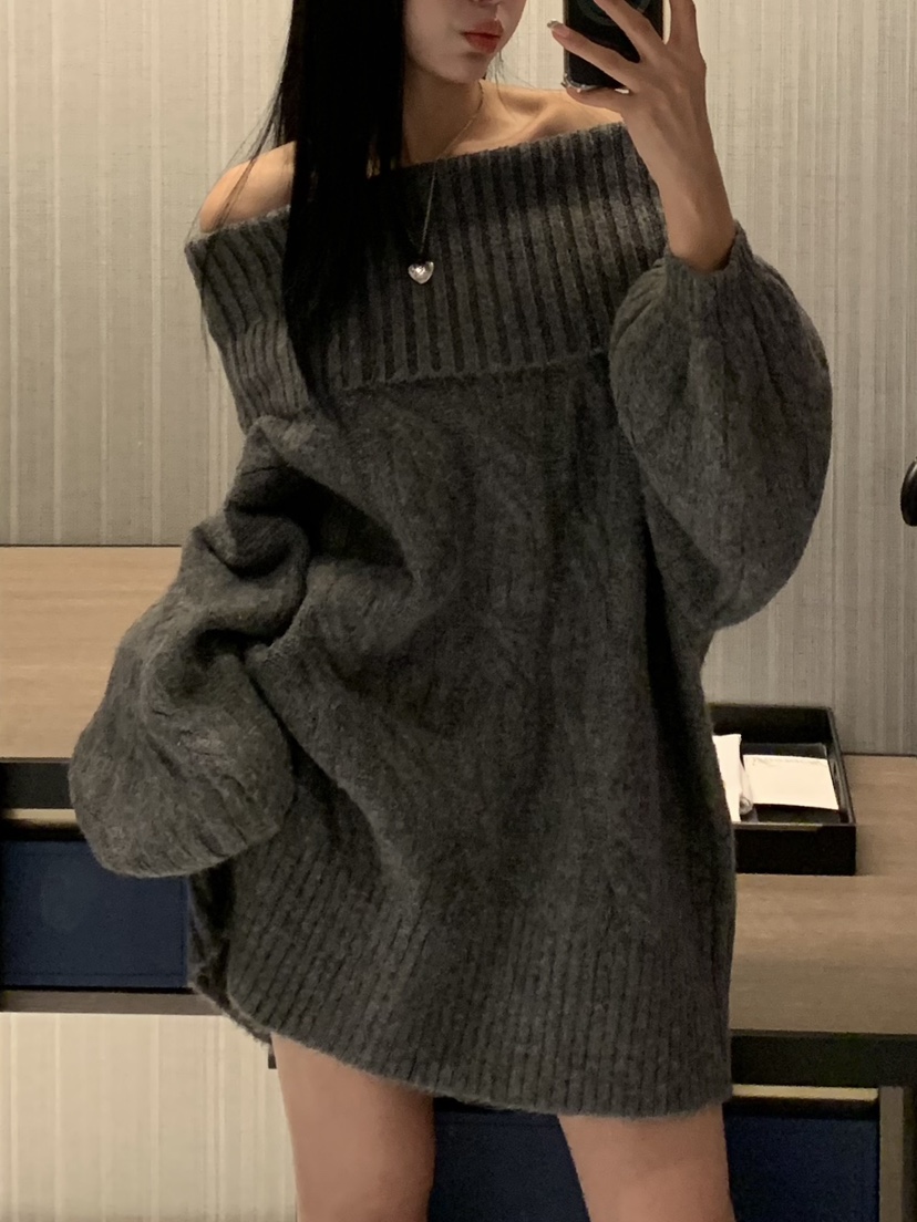 BADCALM東大門㊣實拍女裝新款時尚休閑25秋冬熱賣職業毛衣露肩BADCALM毛衣