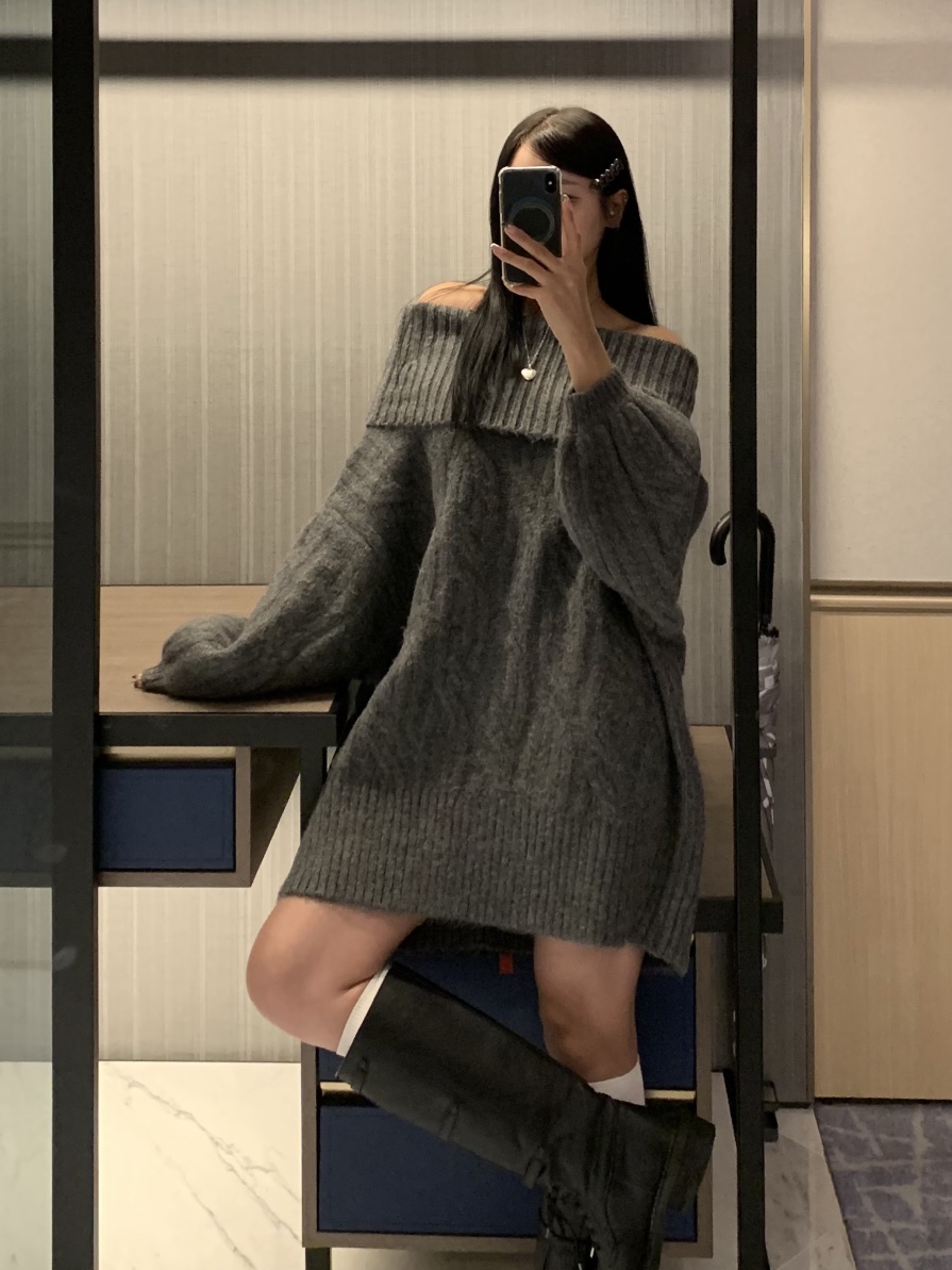 BADCALM東大門㊣實拍女裝新款時尚休閑25秋冬熱賣職業毛衣露肩BADCALM毛衣