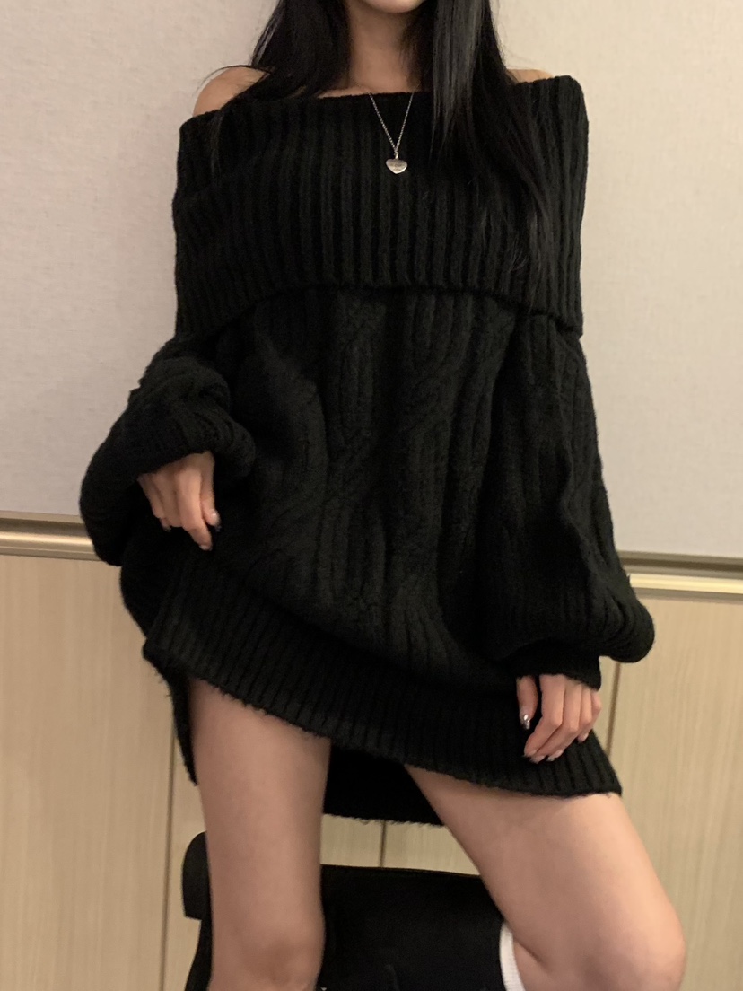 BADCALM東大門㊣實拍女裝新款時尚休閑25秋冬熱賣職業毛衣露肩BADCALM毛衣