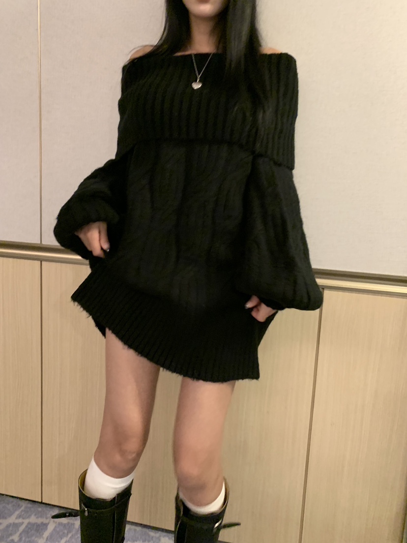 BADCALM東大門㊣實拍女裝新款時尚休閑25秋冬熱賣職業毛衣露肩BADCALM毛衣