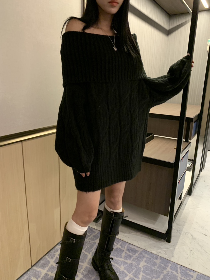 BADCALM東大門㊣實拍女裝新款時尚休閑25秋冬熱賣職業毛衣露肩BADCALM毛衣