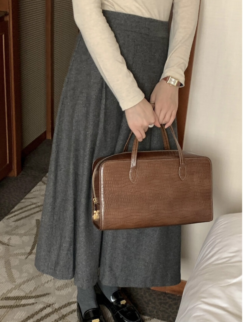 FRILL-T東大門㊣直郵女裝新品真品人氣休閑長裙人字形褶裙FRILL-T長裙