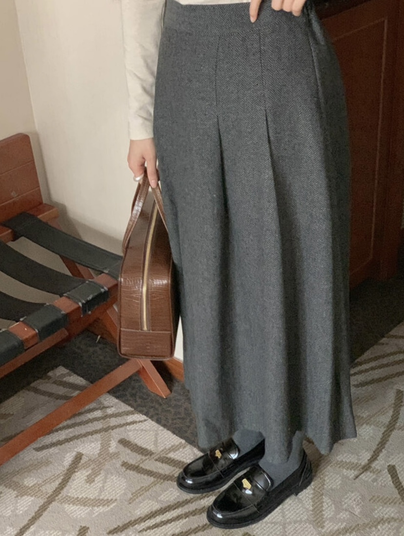 FRILL-T東大門㊣直郵女裝新品真品人氣休閑長裙人字形褶裙FRILL-T長裙