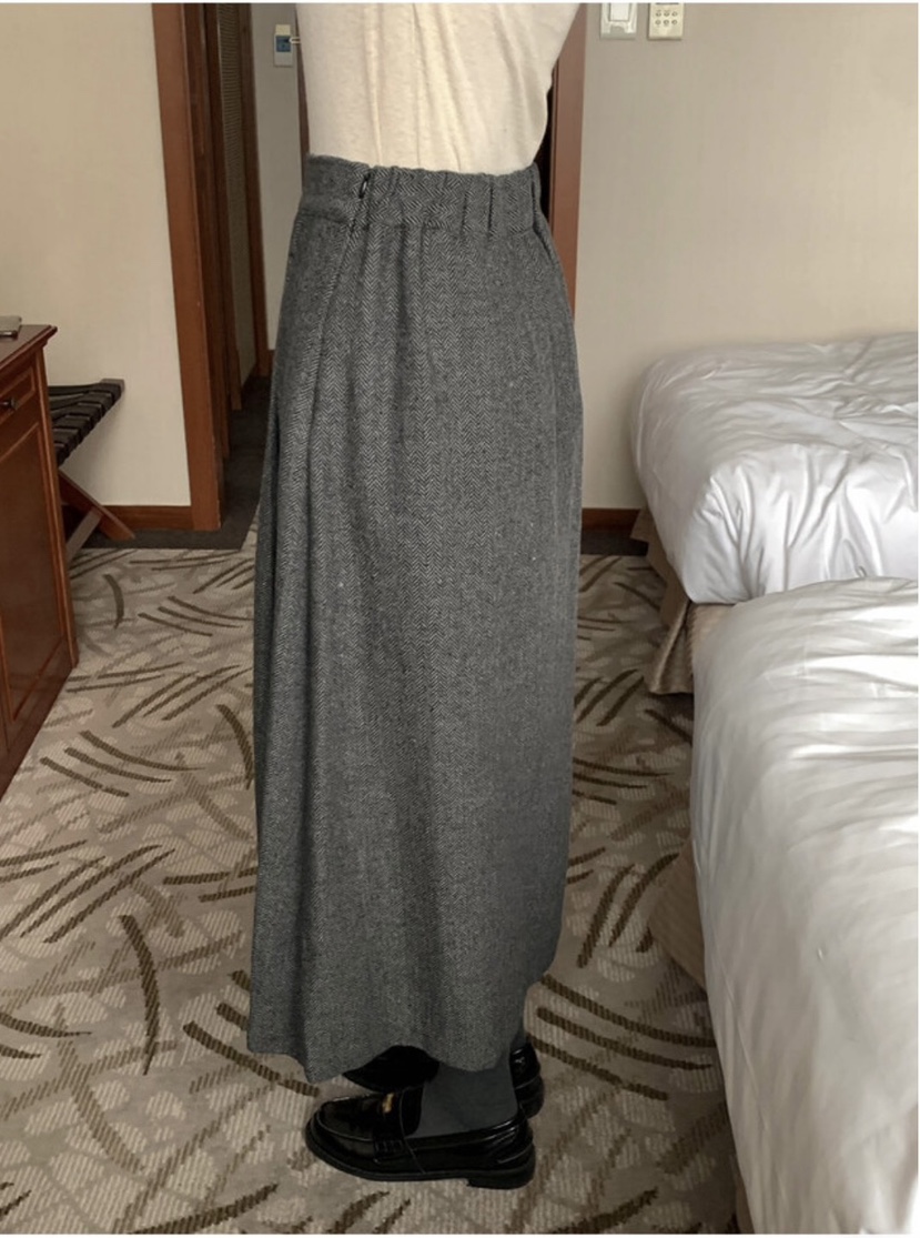 FRILL-T東大門㊣直郵女裝新品真品人氣休閑長裙人字形褶裙FRILL-T長裙