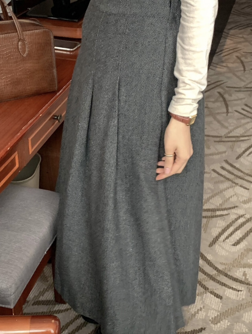 FRILL-T東大門㊣直郵女裝新品真品人氣休閑長裙人字形褶裙FRILL-T長裙