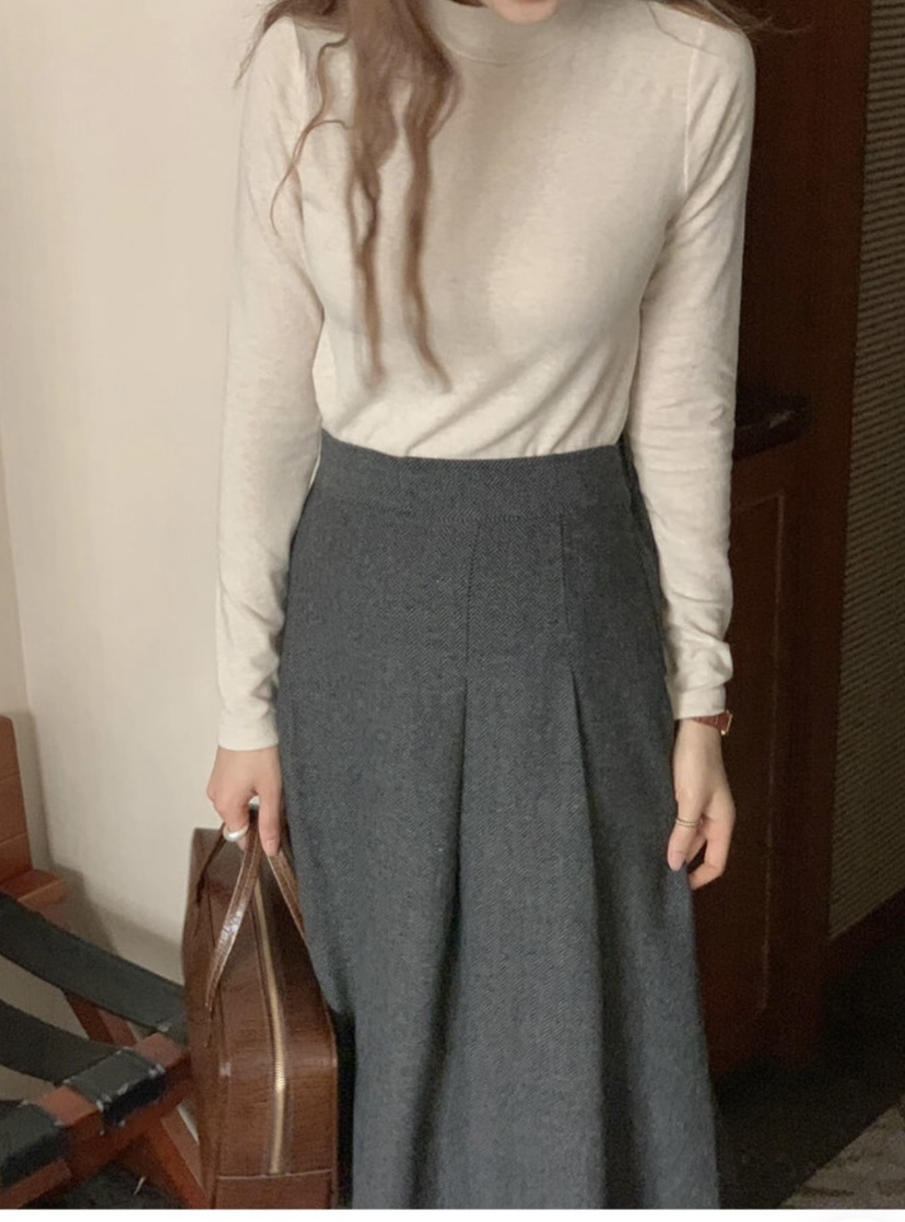 FRILL-T東大門㊣直郵女裝新品真品人氣休閑長裙人字形褶裙FRILL-T長裙
