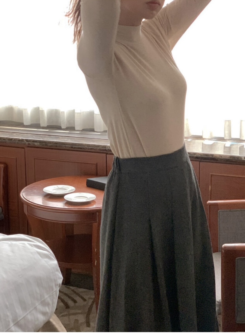 FRILL-T東大門㊣直郵女裝新品真品人氣休閑長裙人字形褶裙FRILL-T長裙