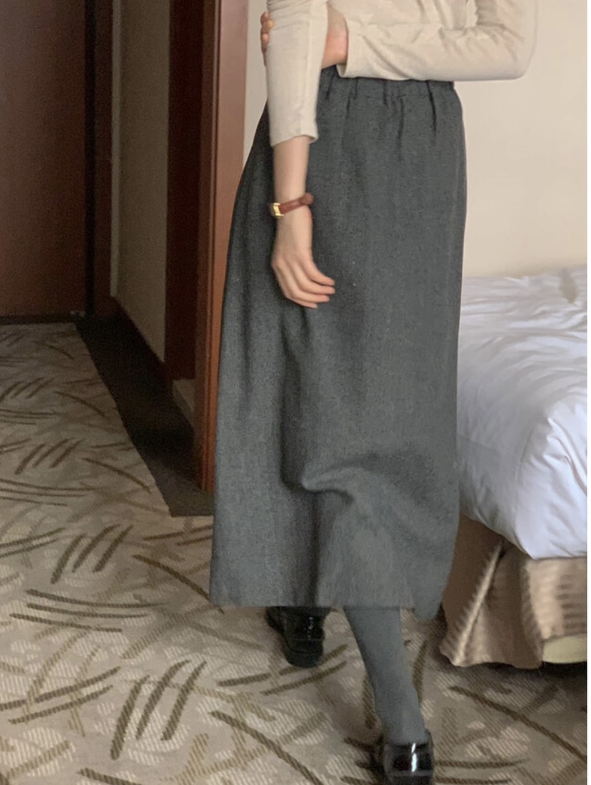 FRILL-T東大門㊣直郵女裝新品真品人氣休閑長裙人字形褶裙FRILL-T長裙