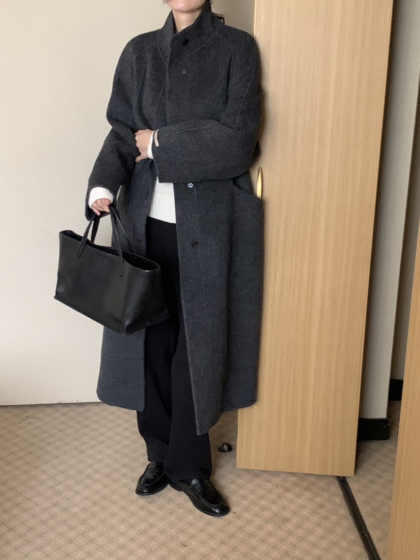 FRILL-T韓國代購㊣女裝新品時尚中長款大衣手工制作含腰帶FRILL-T中長款大衣