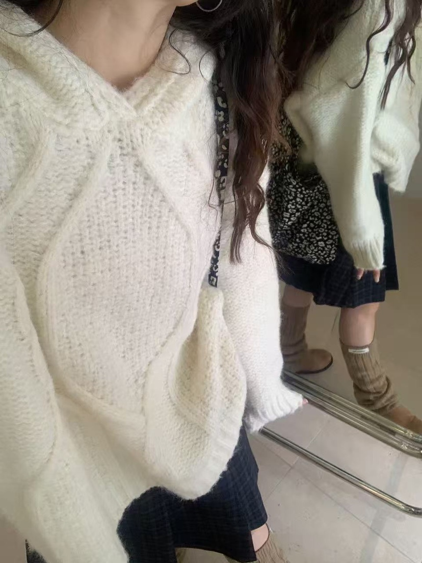 FRILL-T韓國代購㊣女士新品熱賣休閑25秋冬針織衫連帽針織衫FRILL-T針織衫