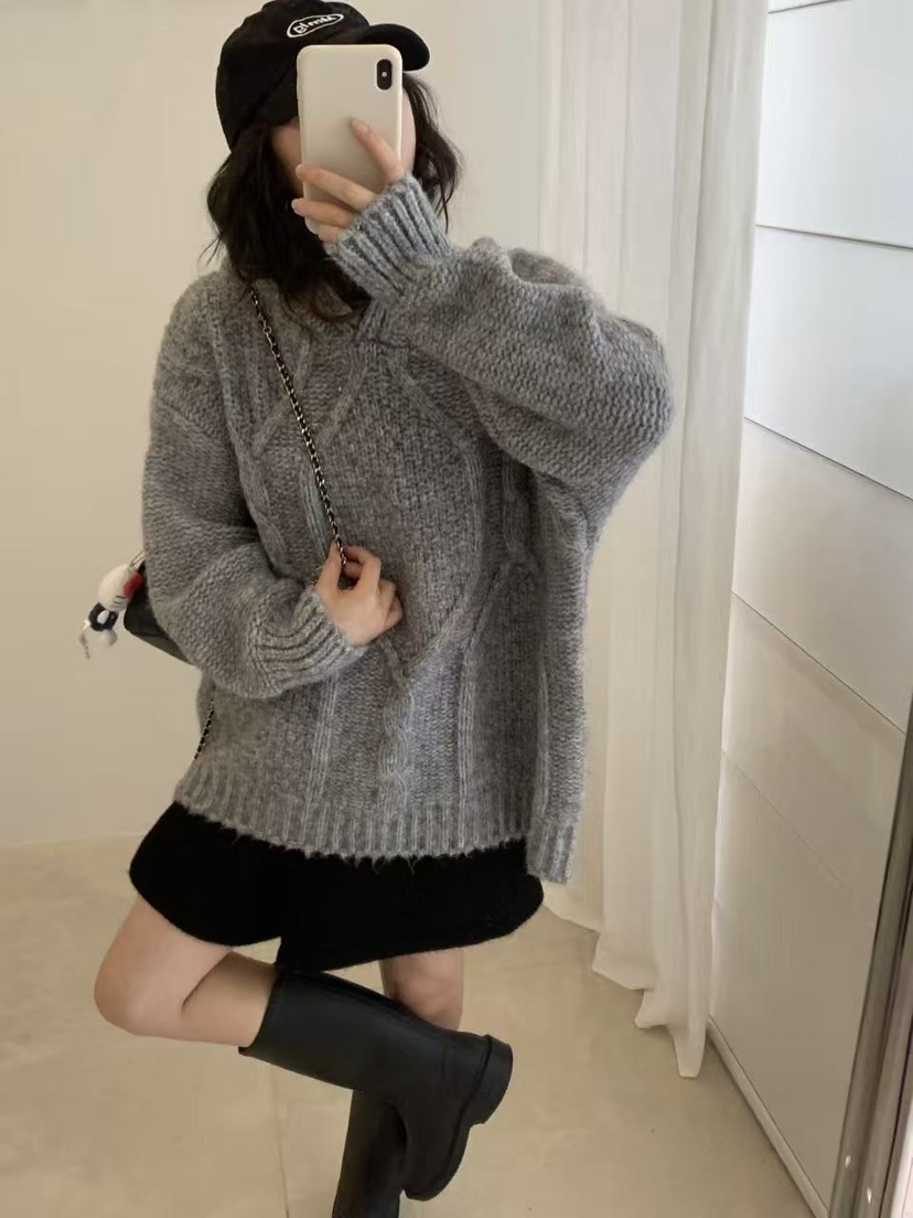FRILL-T韓國代購㊣女士新品熱賣休閑25秋冬針織衫連帽針織衫FRILL-T針織衫圖色3
