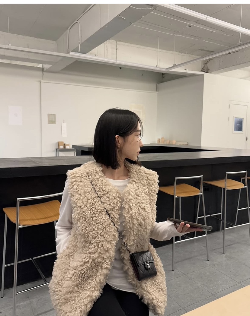 FRILL-T韓國代購㊣女士新款熱賣推薦休閑25秋冬時尚馬甲皮草FRILL-T馬甲