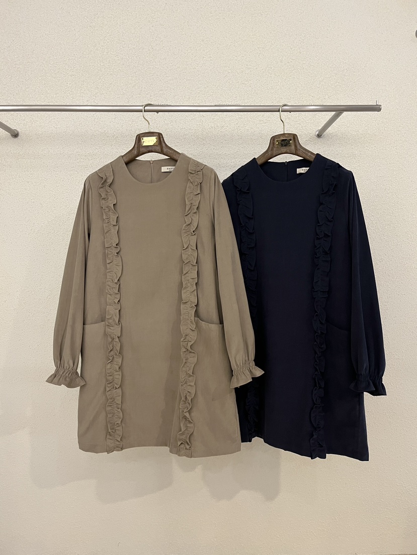 EMPTY東大門㊣實拍女裝新品熱賣真品25秋冬職業連衣裙荷葉邊EMPTY連衣裙