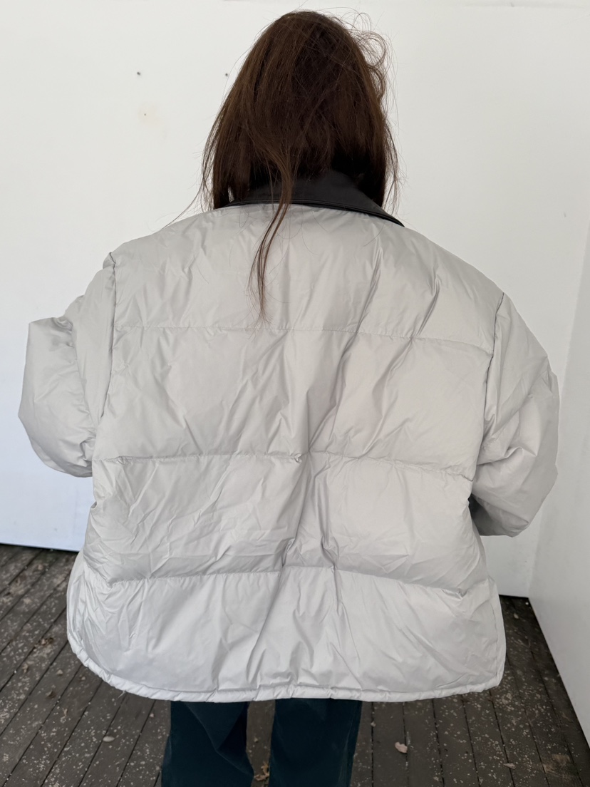 WATER/RIVER韓國直郵㊣女裝新款職業人氣短款棉服皮革拼色絨WATER/RIVER短款棉服