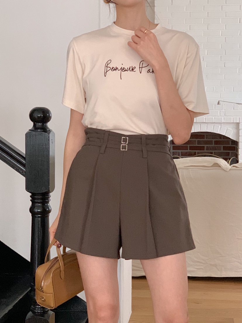 RE:FRESH-L東大門㊣代購女裝新品職業推薦真品休閑短褲含腰帶RE:FRESH短褲
