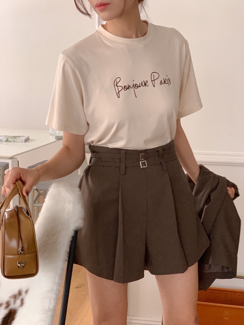 RE:FRESH-L東大門㊣代購女裝新品職業推薦真品休閑短褲含腰帶RE:FRESH短褲
