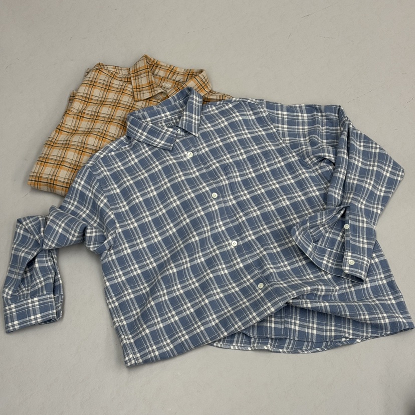 WATER/RIVER東大門㊣代購女裝新品25秋冬襯衫蕾絲衫水洗格紋WATER/RIVER襯衫/蕾絲衫