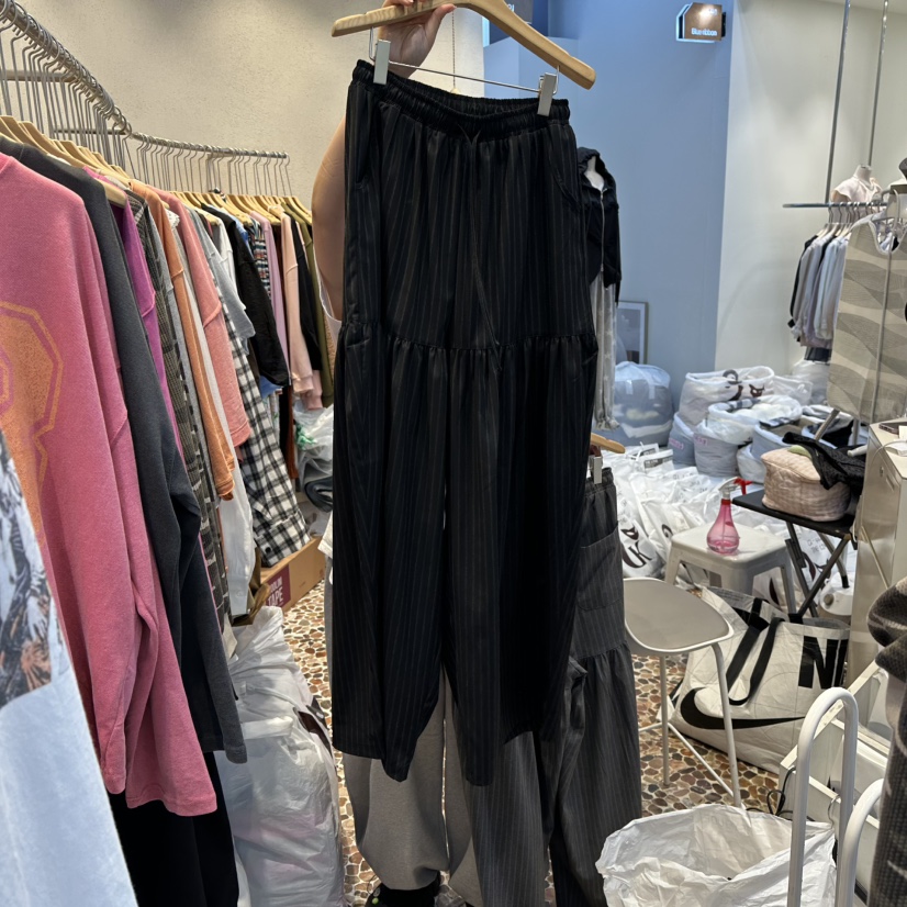 THE LINE-Q東大門㊣代購女裝新品25秋冬推薦休閑褲闊腿褲THE LINE-Q休閑褲圖色2黑色