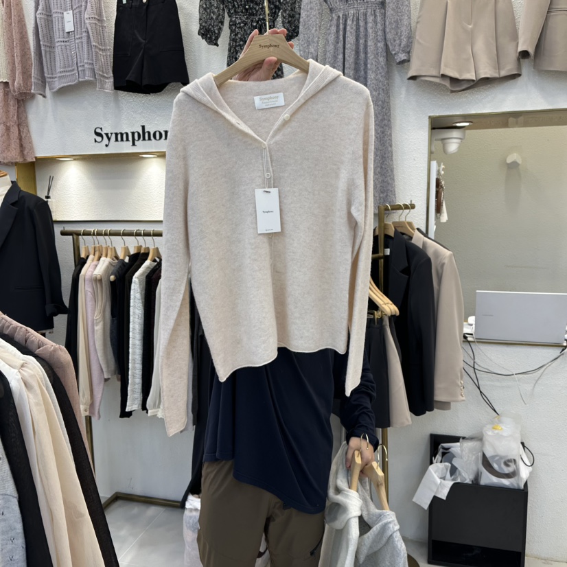 SYMPHONY東大門㊣實拍女士新品熱賣推薦時尚職業衛衣羊毛帽SYMPHONY衛衣圖色3米色